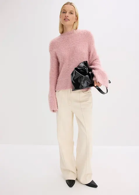 Maglione boxy in filato piumato soffice, bonprix