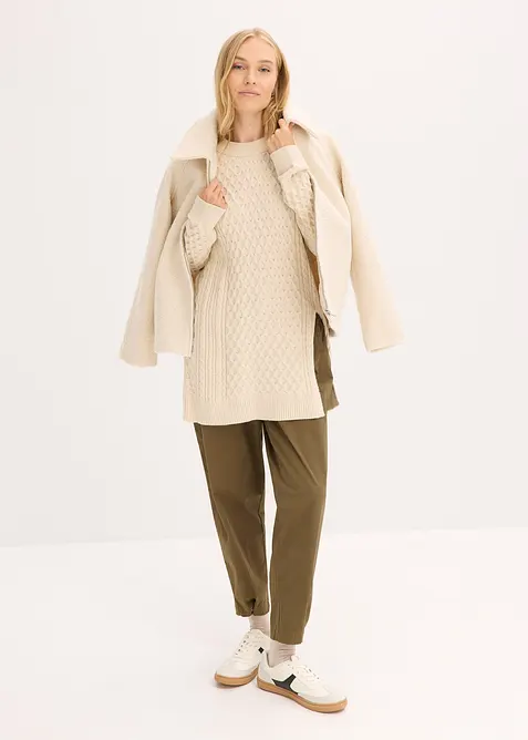 Maglione lungo in misto viscosa fluente, bonprix