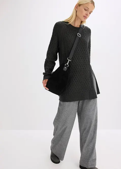 Maglione lungo in misto viscosa fluente, bonprix