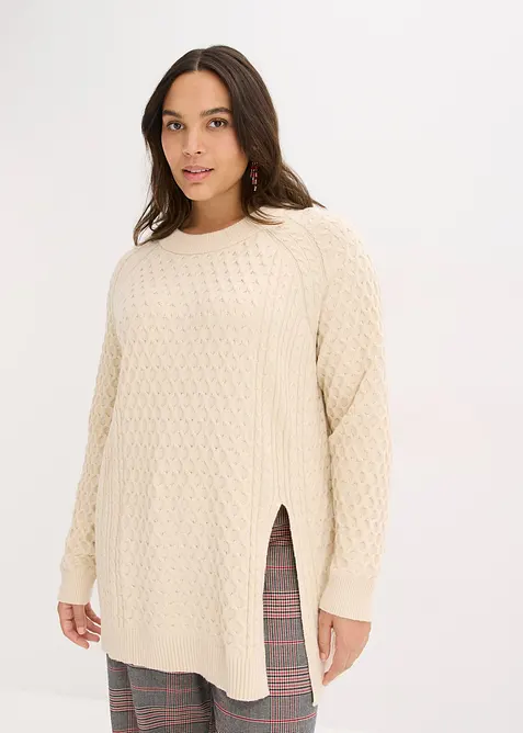 Maglione lungo in misto viscosa fluente, bonprix