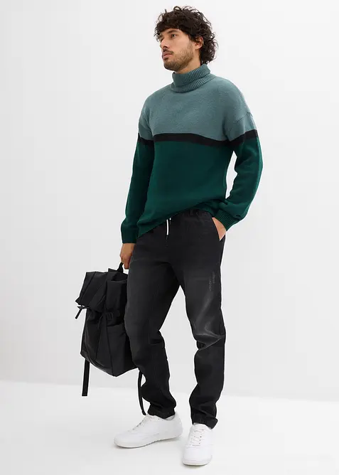 Maglione color block a collo alto, bonprix