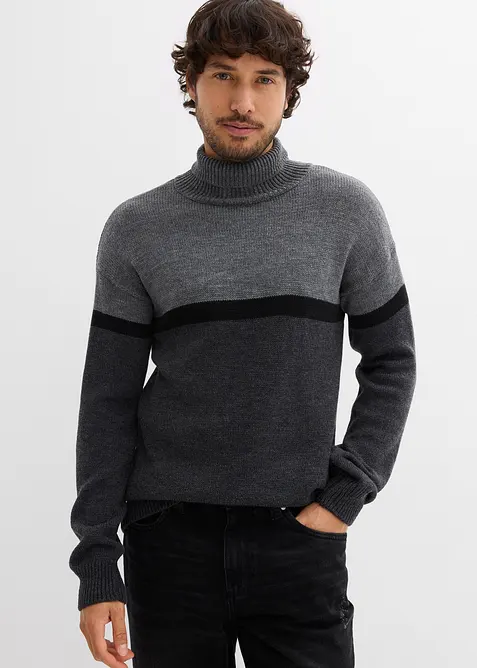 Maglione color block a collo alto, bonprix