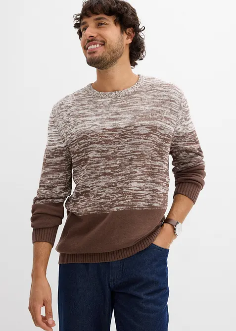 Maglione con taglio comfort in filato fine di misto cotone morbido, bonprix