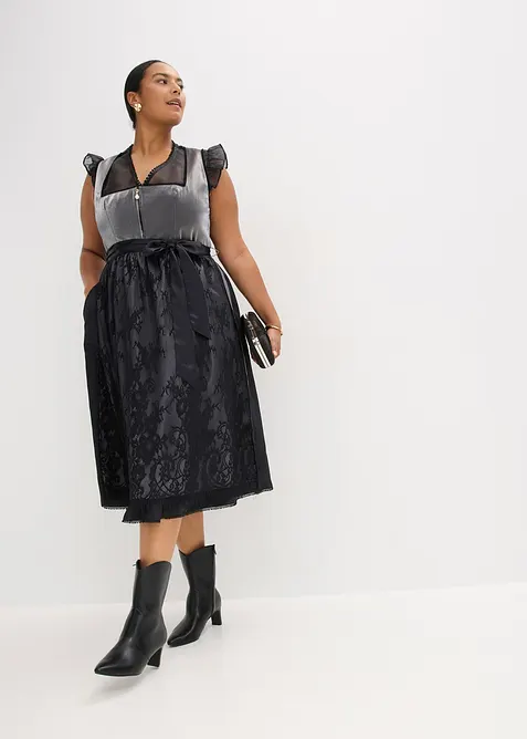 Abito bavarese con bustino lucido (set 2 pezzi), bonprix