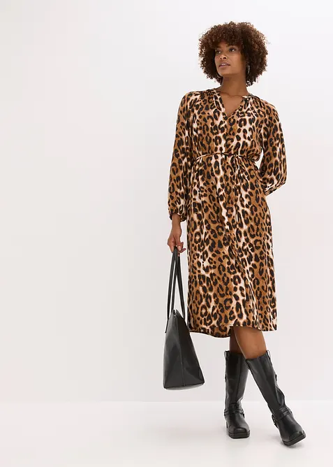 Abito midi in satin fluente, bonprix