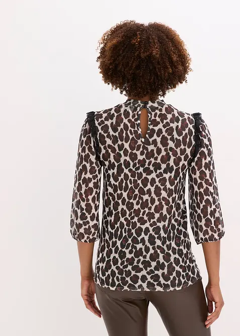 Maglia in mesh morbido con pizzo, bonprix