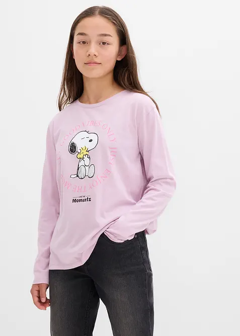 Maglia con Snoopy a maniche lunghe in puro cotone, Peanuts