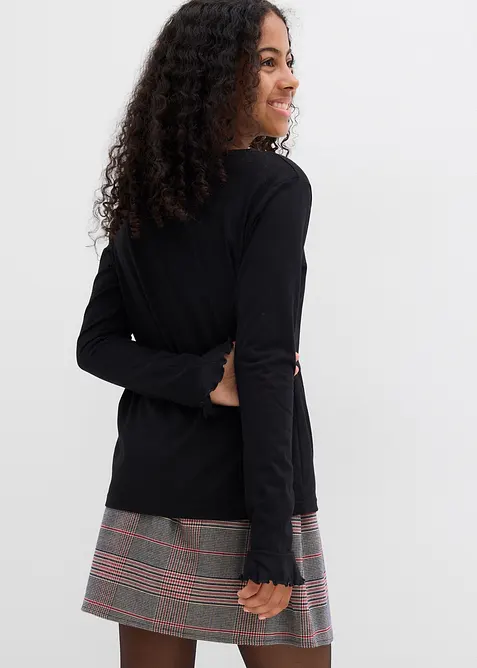 Maglia a maniche lunghe in misto cotone biologico elasticizzato, bonprix