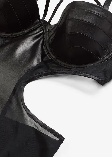 Body con perizoma ouvert effetto bagnato, bonprix