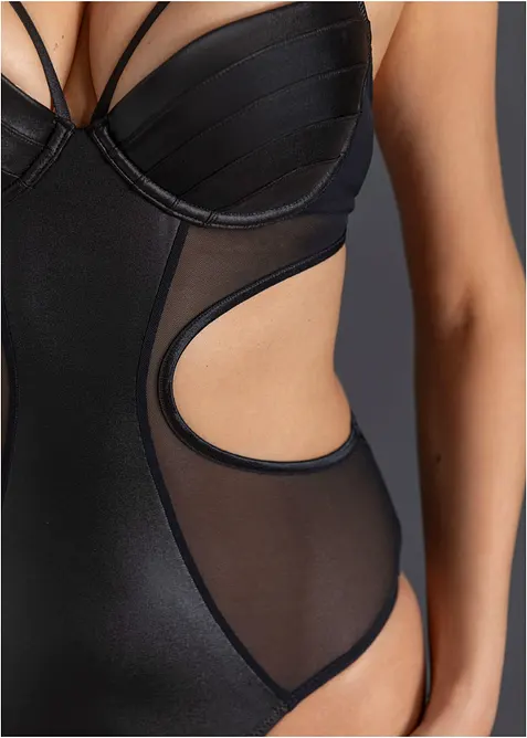 Body con perizoma ouvert effetto bagnato, bonprix