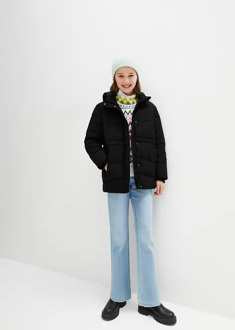 Giacca trapuntata con fodera calda e cappuccio con pellicciotto sintetico, bonprix