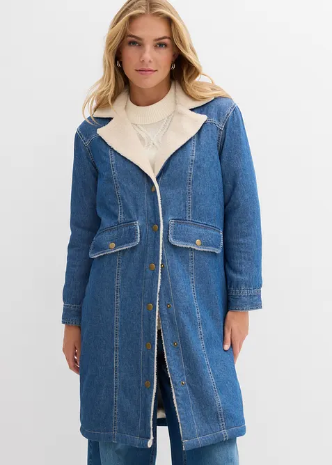 Cappotto invernale in denim con calda fodera teddy, bonprix