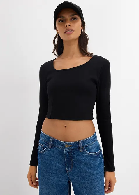 Maglia corta a costine, bonprix