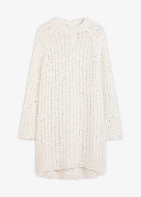 Miniabito in maglia leggermente trasparente con fiocco in satin, bonprix