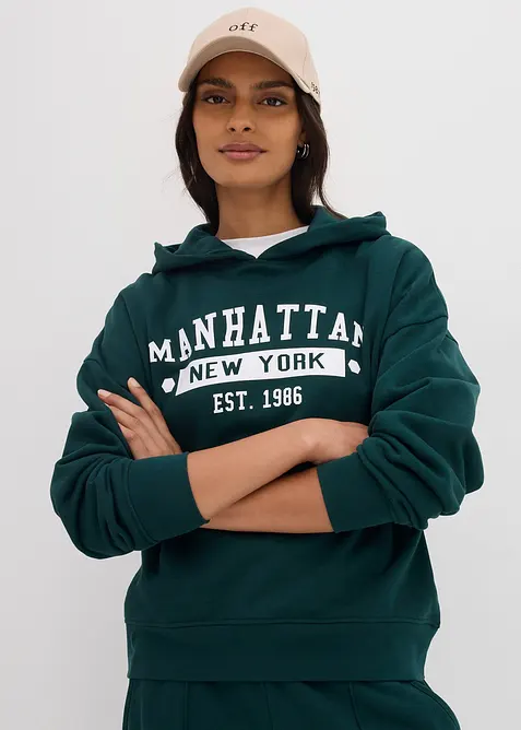 Felpa oversize con cappuccio in puro cotone, bonprix