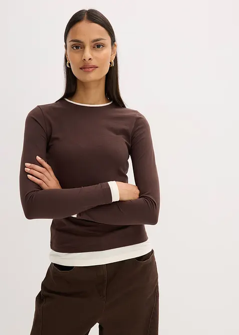 Maglia a maniche lunghe in misto cotone, bonprix