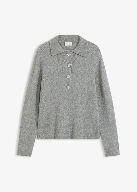 Maglione polo con percentuale di lana, bonprix