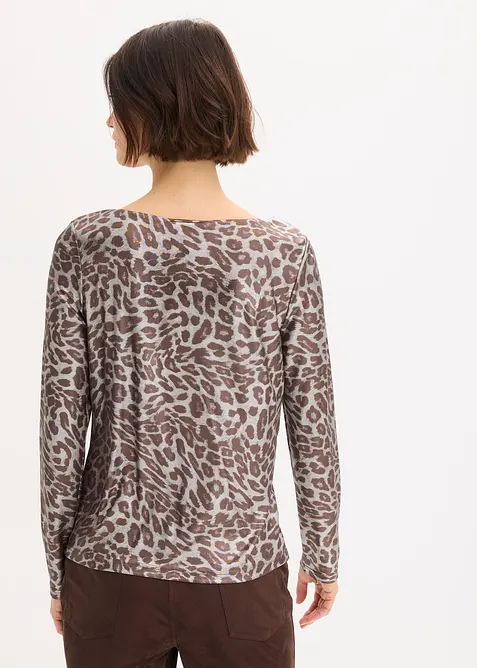 Maglia leopardata in fantasia lucida, bonprix