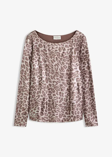 Maglia leopardata in fantasia lucida, bonprix
