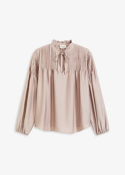 Tunica in satin lucido con pieghe cucite, bonprix