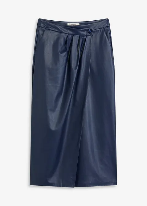 Gonna midi a portafoglio in similpelle, bonprix