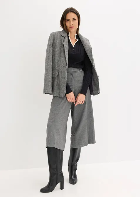 Maglione a coste con effetto 2 in 1 in filato fine di viscosa, bonprix