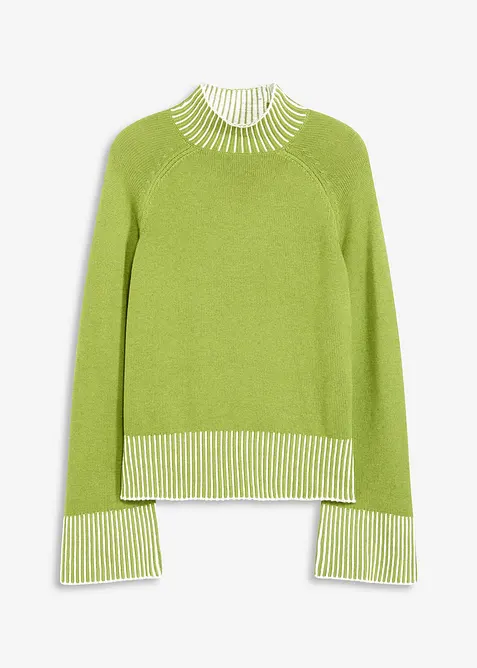 Maglione con collo dritto in misto cachemire, bonprix