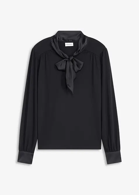 Maglia con viscosa e fiocco in satin, bonprix