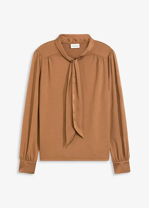 Maglia con viscosa e fiocco in satin, bonprix