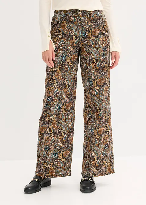 Pantaloni a gamba larga elasticizzati in misto cotone, bonprix