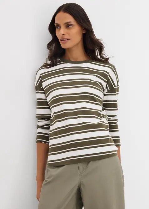 Maglia oversize in puro cotone a maniche lunghe, bonprix