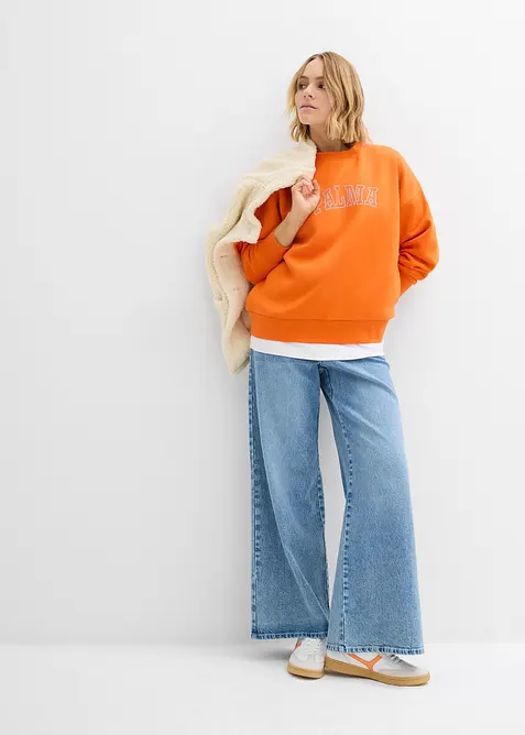 Felpa oversize in misto cotone, bonprix