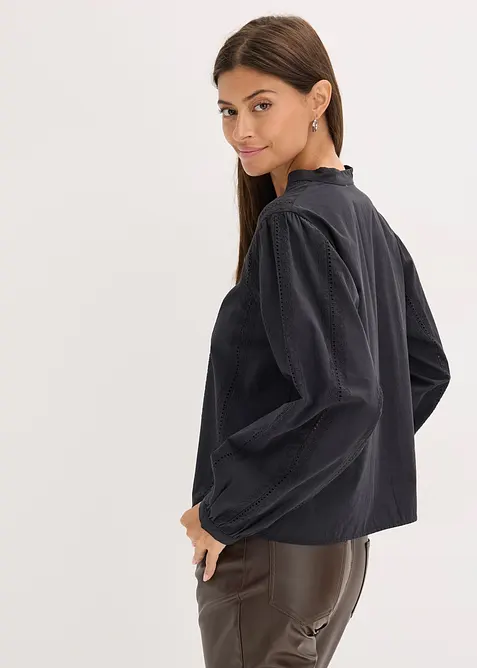 Blusa in cotone con dettagli in pizzo, bonprix