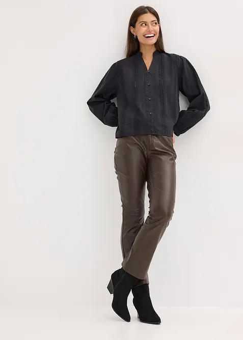 Blusa in cotone con dettagli in pizzo, bonprix