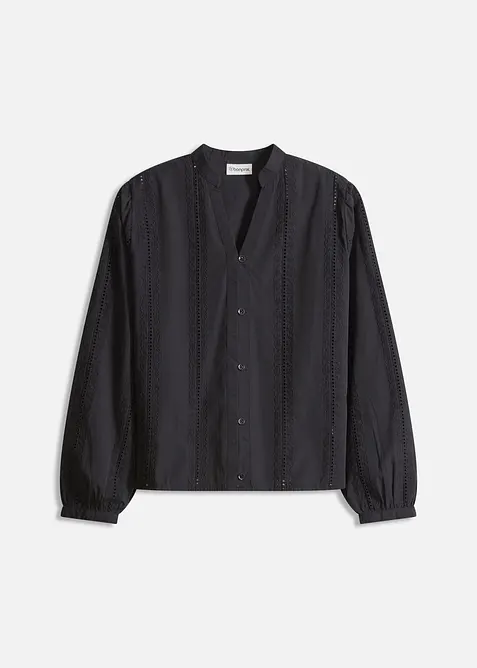 Blusa in cotone con dettagli in pizzo, bonprix