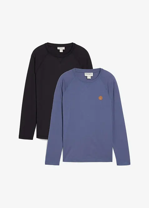 Maglia a maniche lunghe in puro cotone biologico (pacco da 2), bonprix