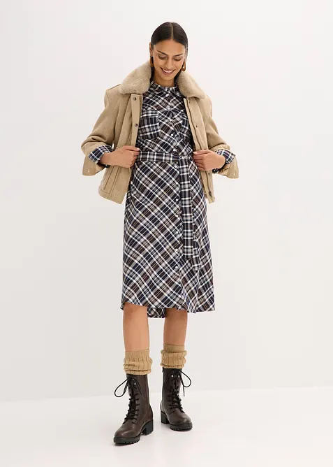 Abito chemisier in morbida flanella, bonprix