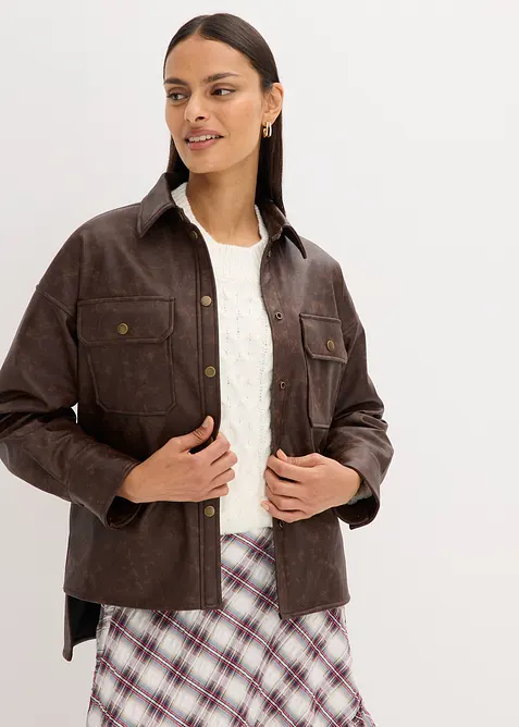 Camicia in similpelle effetto usato, bonprix