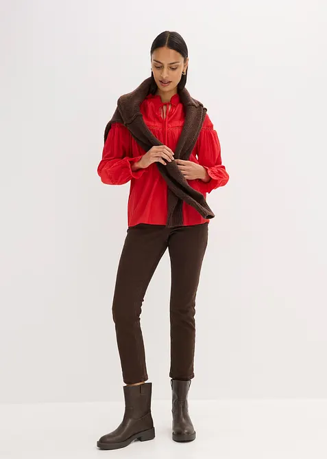 Pantaloni in twill di misto cotone elasticizzato, bonprix