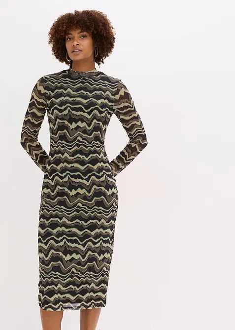 Abito midi in morbido mesh, bonprix