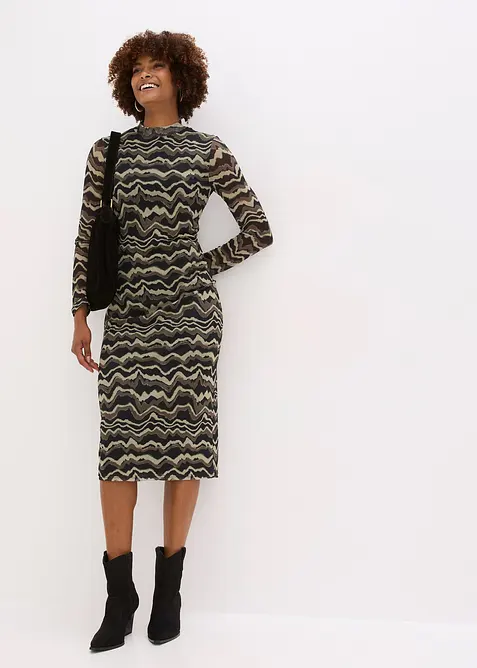 Abito midi in morbido mesh, bonprix