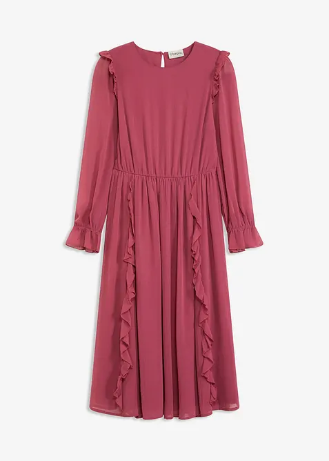 Abito di chiffon con volant, bonprix