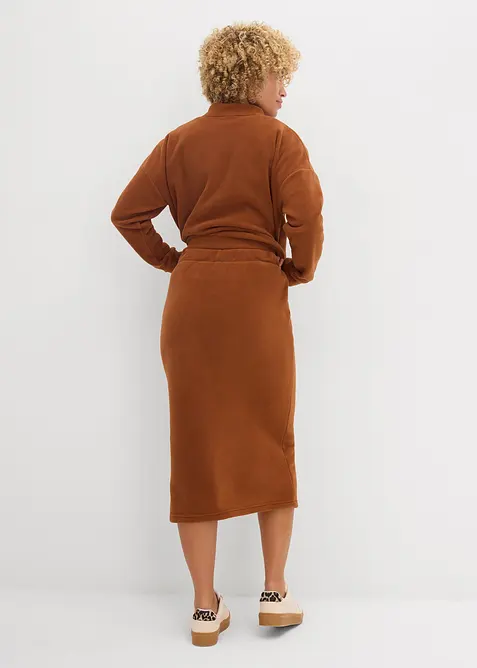 Gonna midi in felpa Polarfleece, bonprix