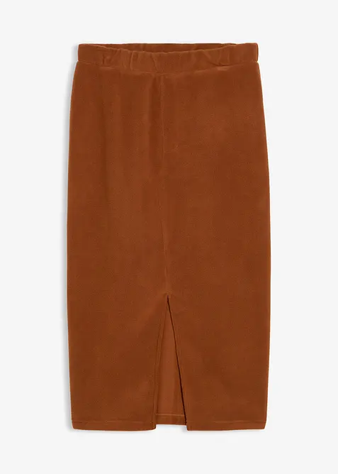 Gonna midi in felpa Polarfleece, bonprix