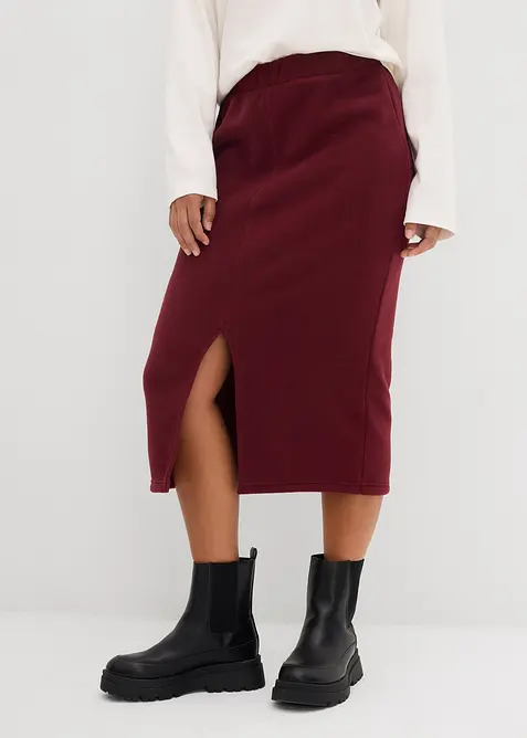 Gonna midi in felpa Polarfleece, bonprix