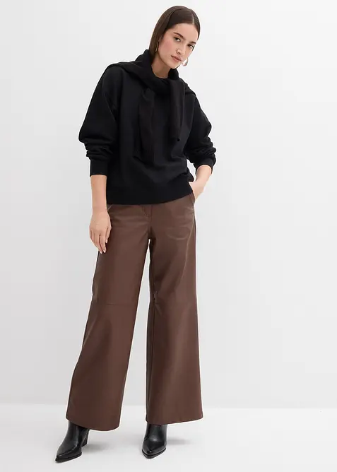 Felpa in cotone biologico con scollo ampio a coste, bonprix