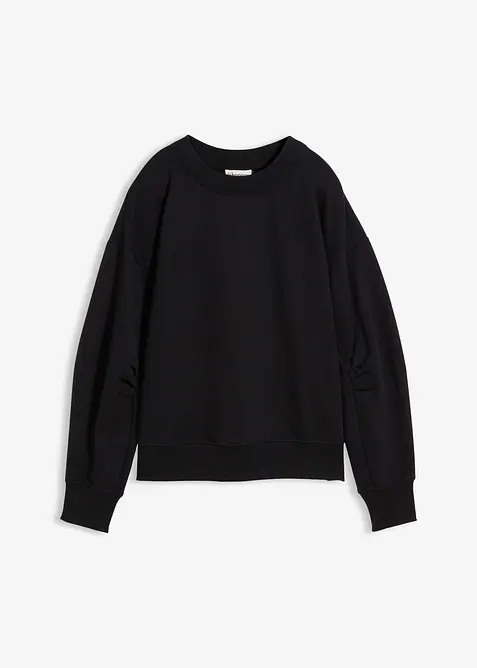 Felpa in cotone biologico con scollo ampio a coste, bonprix