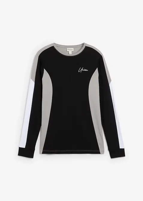 Maglia a maniche lunghe in misto cotone elasticizzato, slim fit, bonprix