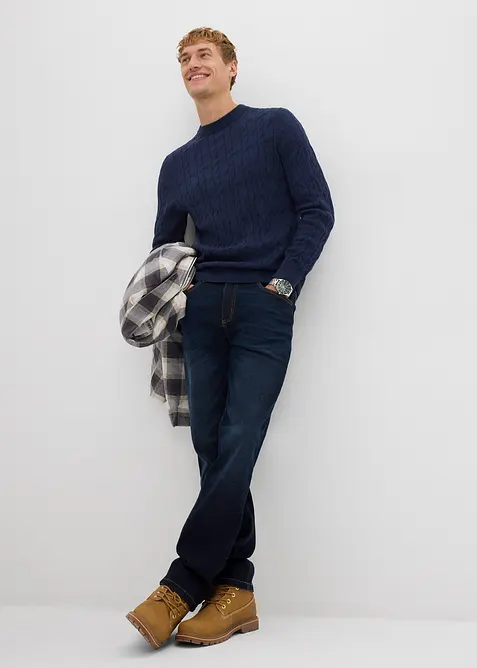 Maglione a trecce in puro cotone biologico riciclabile, bonprix