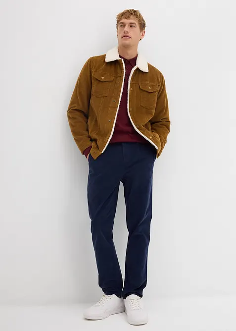 Pantaloni di velluto a coste regular fit con cotone biologico, tapered, bonprix